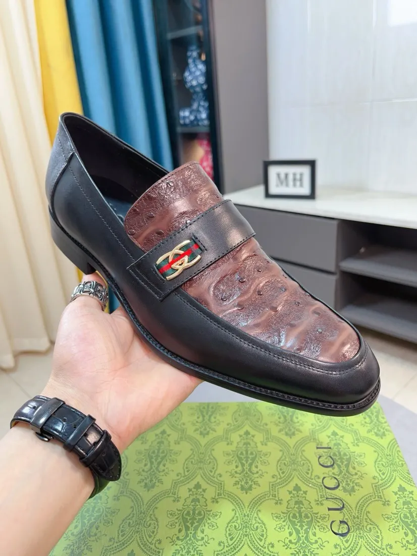 Men's shoes 💰500🌹🌹[GUCCI Gucci] A new style of formal men's leather shoes is coming ~ The original quality upper is made of Italian cowhide➕The leather is soft and delicate, comfortable and soft. The top layer of genuine leather, rubber wear-resistant outsole, the shoe shape is dignified and domineering, and the luxury charm is not concealed! The natural and free nouveau riche leads the trend. Code number: 38-44